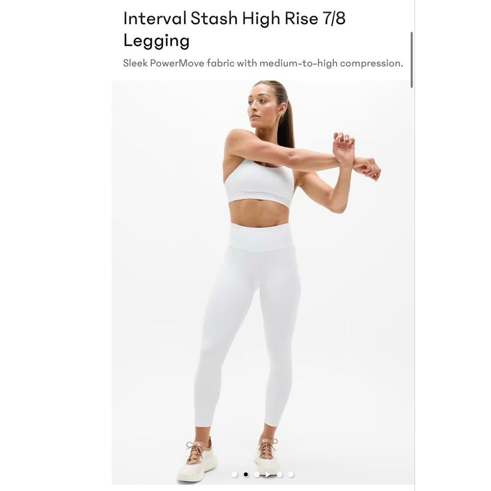 Athleta Interval Stash High Rise 7/8‎ Leggings White Medium PowerMove Pockets